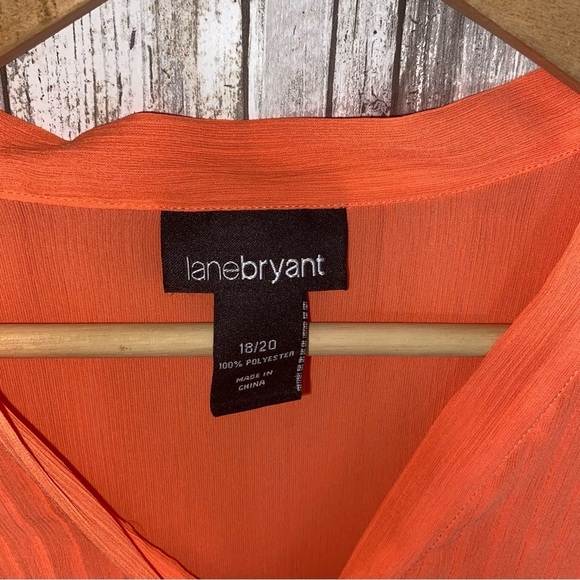 Lane Bryant Orange Chiffon Tie Neck Blouse - Picture 5 of 5